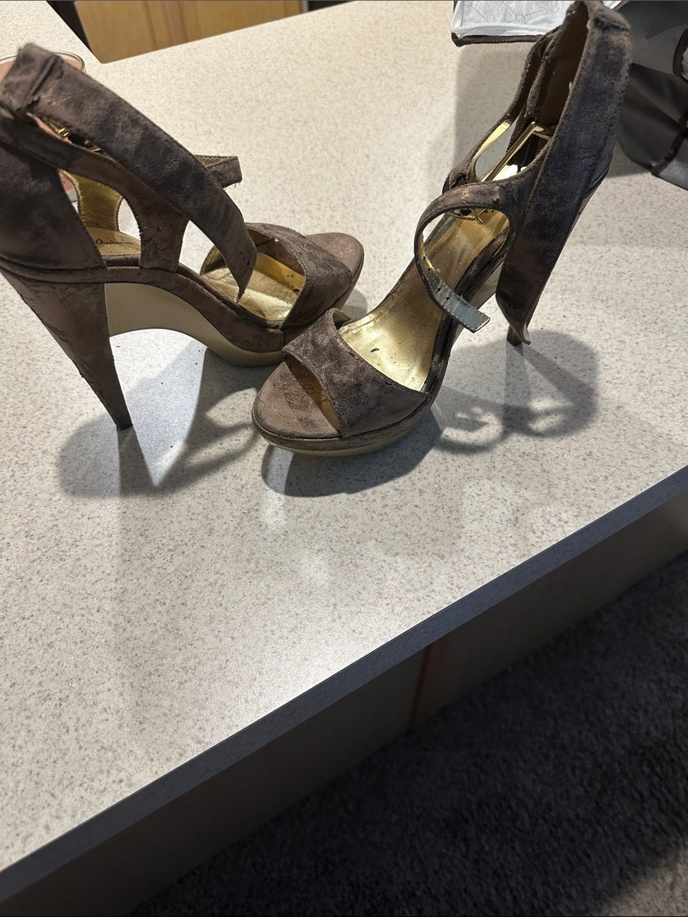 Women’s High Heel Suede Strappy Sandals - Brown